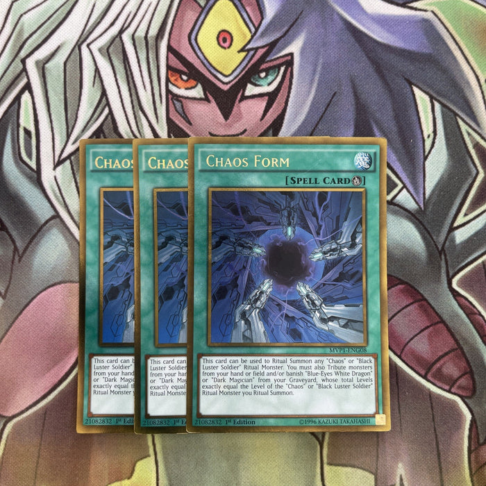 MVP1-ENG08 x3 Chaos Form Gold Rare Excellent Conditon Yugioh