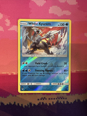 Pokemon Card White Kyurem Lost Thunder Reverse Holo Rare 63/214 Near Mint