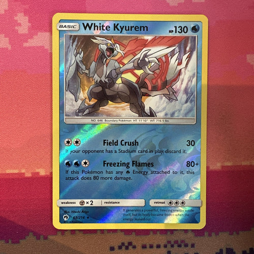 Pokemon Card White Kyurem Lost Thunder Reverse Holo Rare 63/214 Near Mint