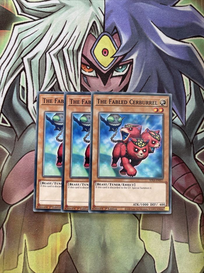 SDSA-EN017 x3 The Fabled Cerburrel Common Excellent Condition Yugioh
