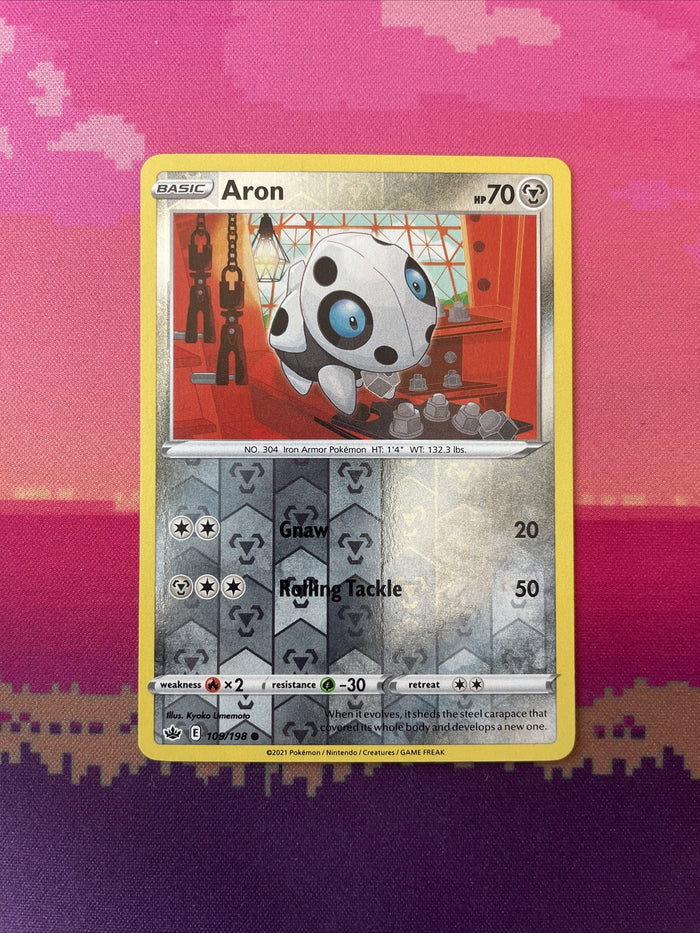 Pokemon Card Aron Chilling Reign Reverse Holo 109/198 Near Mint