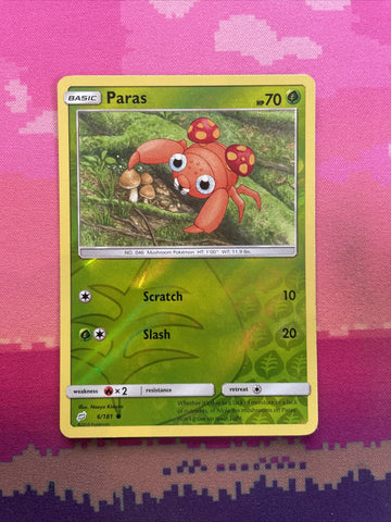 Pokemon Card Paras Team Up Reverse Holo 6/181  Near Mint