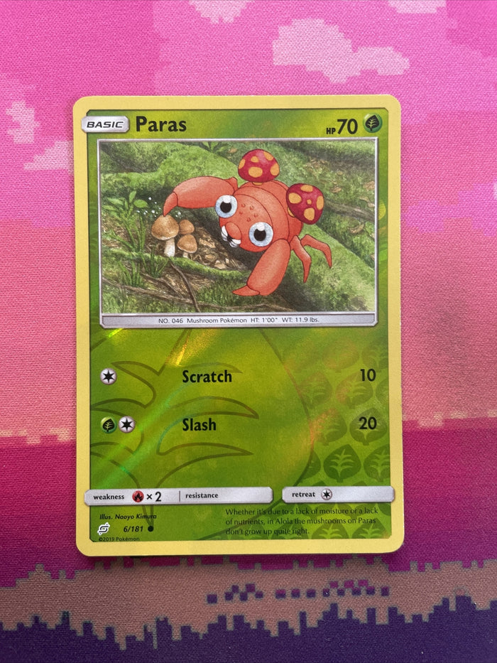 Pokemon Card Paras Team Up Reverse Holo 6/181  Near Mint
