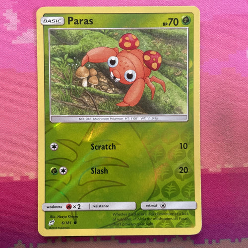 Pokemon Card Paras Team Up Reverse Holo 6/181  Near Mint