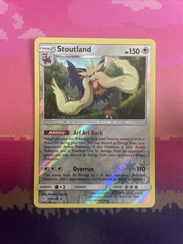 Pokemon Card Stoutland Cosmic Eclipse Reverse Holo Uncommon 176/236 NM
