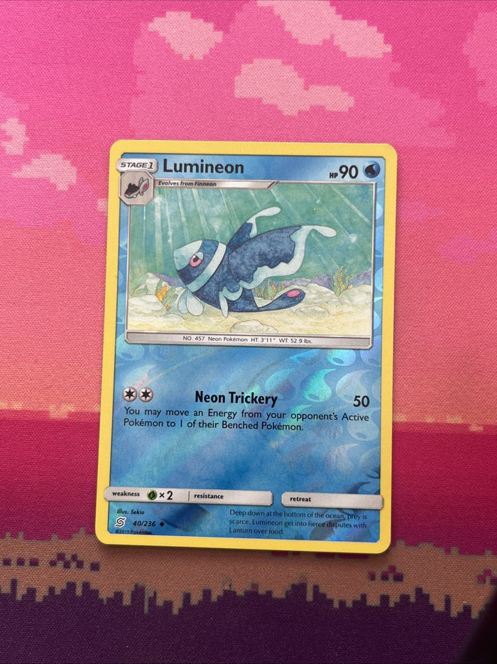 Pokemon Card Lumineon Unified Minds Reverse Holo 40/236 Near Mint
