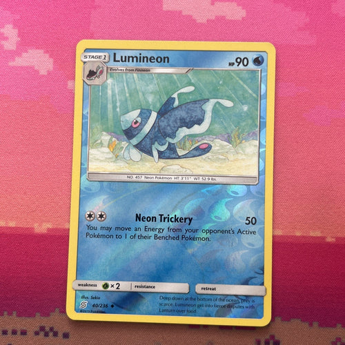 Pokemon Card Lumineon Unified Minds Reverse Holo 40/236 Near Mint