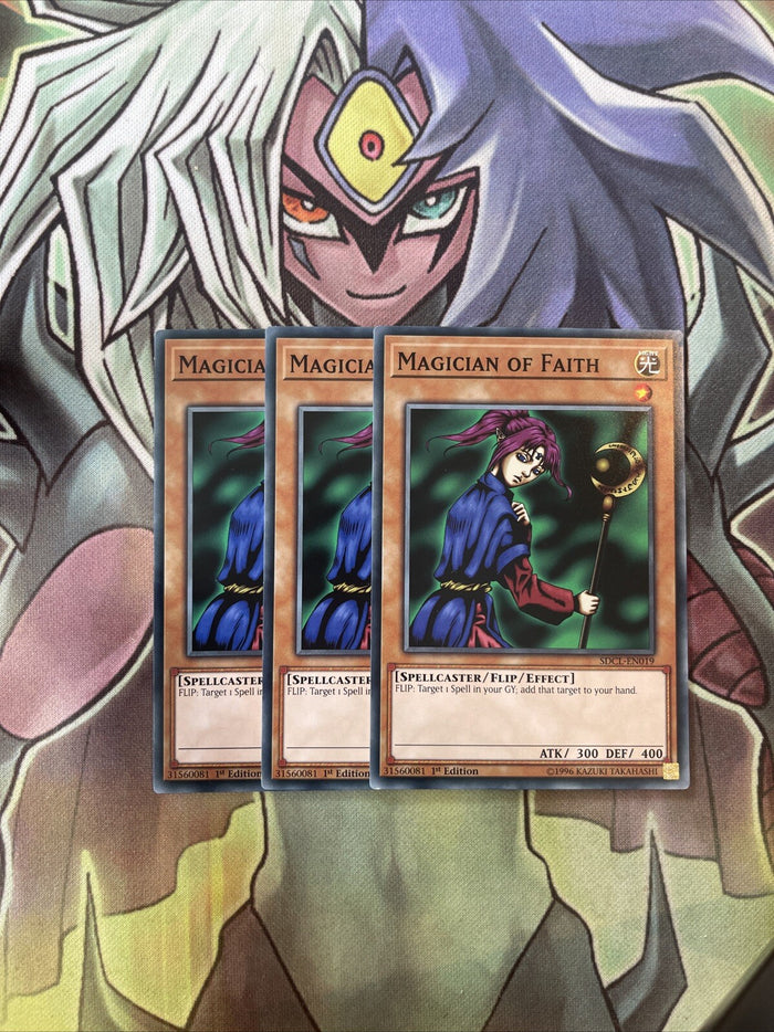 SDCL-EN019 x3 Magician of Faith Common Excellent Condition Yugioh