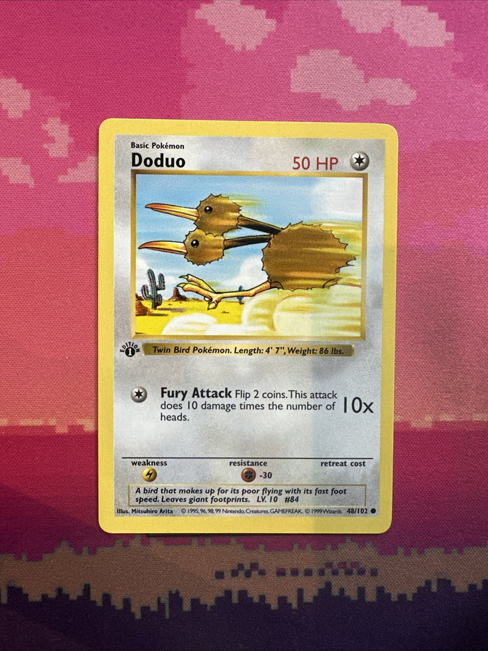 Pokemon Card Doduo Shadowless 1st Edition Base Set 48/102 Light Play