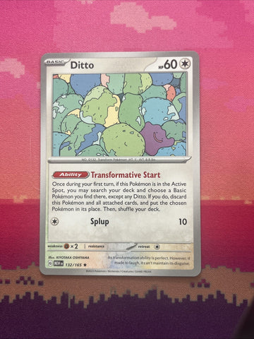Pokemon Card Ditto Deck Exclusive Rare 132/165 Near Mint