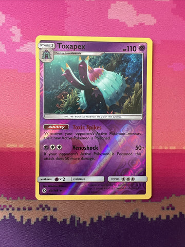 Pokemon Card Toxapex Sun & Moon Reverse Holo Rare 63/149 NM