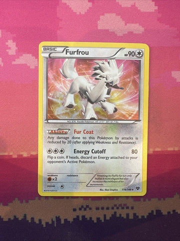 Pokemon Card Furfrou XY Base Set Cosmo Holo Rare 114/146 Near Mint