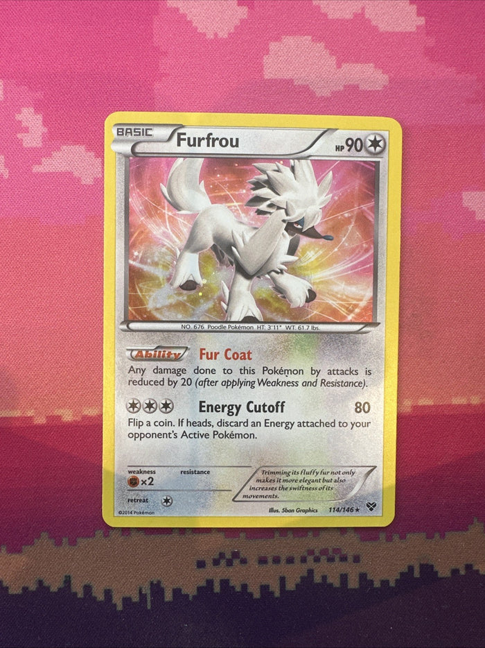 Pokemon Card Furfrou XY Base Set Cosmo Holo Rare 114/146 Near Mint