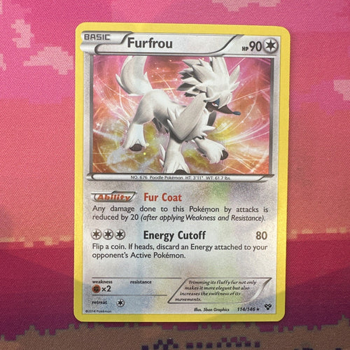 Pokemon Card Furfrou XY Base Set Cosmo Holo Rare 114/146 Near Mint