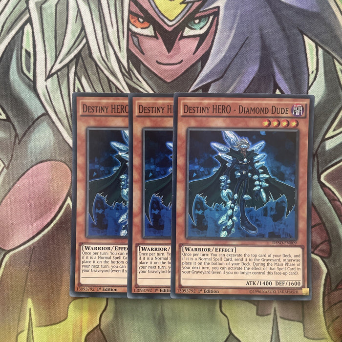 DESO-EN009 x3 Destiny HERO - Diamond Dude Super Rare Excellent Condition Yugioh