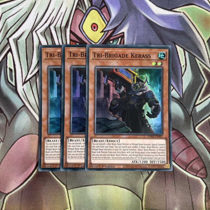 PHRA-EN007 x3 Tri-Brigade Kerass Super Rare Excellent Condition Yugioh