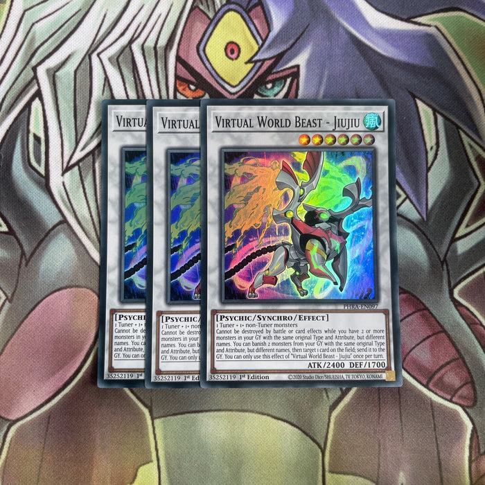 PHRA-EN097 x3 Virtual World Beast - Jiujiu Super Rare Excellent Condition Yugioh