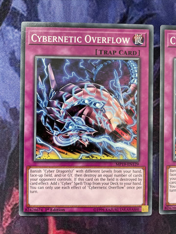 MP19-EN129 Yugioh- 3x Cybernetic Overflow - 1st Edition - Playset (back)