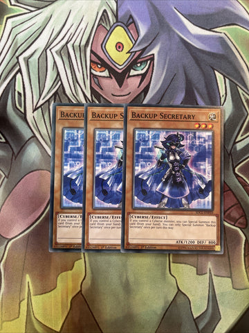 SDCL-EN010 x3 Backup Secretary Common Excellent Condition Yugioh