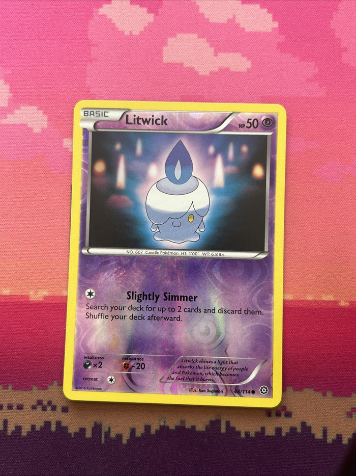 Pokemon Card Litwick Steam Siege Reverse Holo Common 48/114 Near Mint