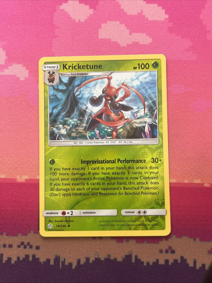 Pokemon Card Kricketune Cosmic Eclipse Reverse Holo 14/236 Near Mint