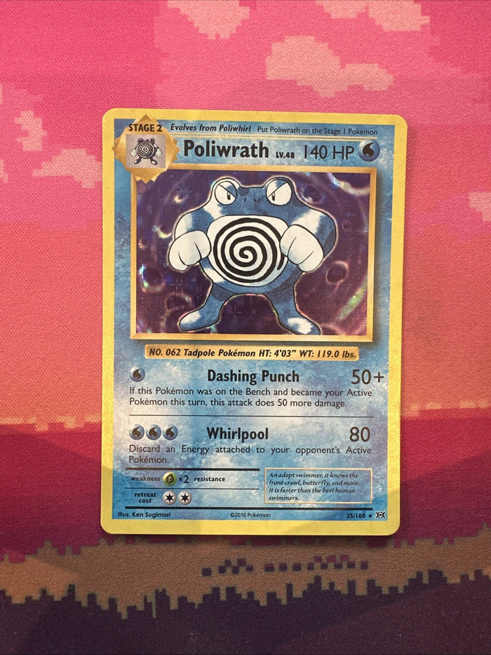 Pokemon Card Poliwrath Evolutions Holo Rare 25/108 Near Mint