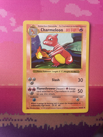 Pokemon Card Charmeleon Shadowless Base Set Uncommon 24/102 Near Mint
