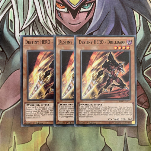 LEHD-ENA11 x3 Destiny HERO - Drilldark Common Excellent Condition Yugioh
