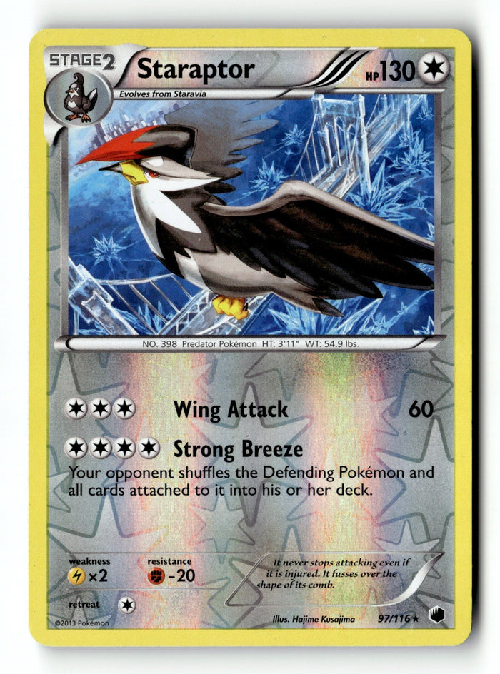 Pokemon Card Staraptor Reverse Holo LP Plasma Freeze 97/116
