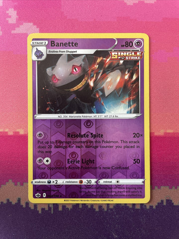 Pokemon Card Banette Chilling Reign Reverse Holo Rare 063/198 NM