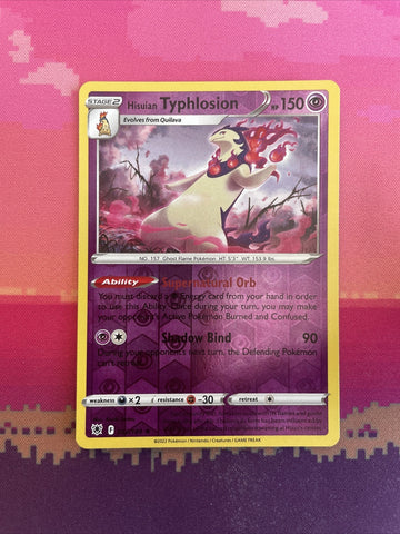 Pokemon Card Hisuian Typhlosion Reverse Holo Rare 052/189 Near Mint