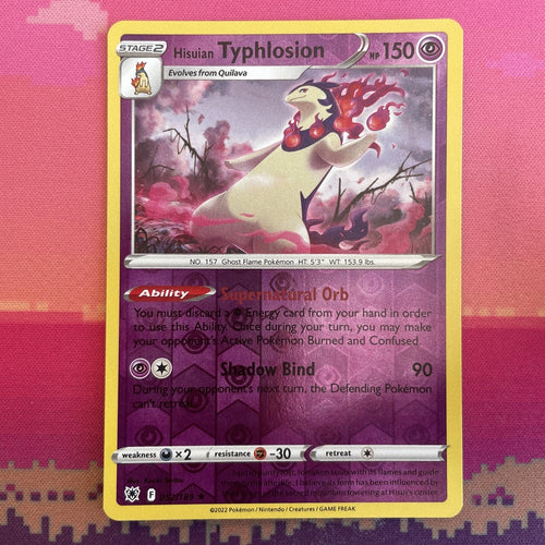 Pokemon Card Hisuian Typhlosion Reverse Holo Rare 052/189 Near Mint