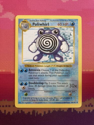 Pokemon Card Poliwhirl Shadowless Base Set Uncommon 38/102 NM