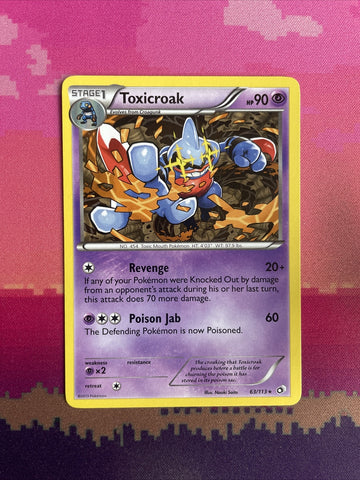 Pokemon Card Toxicroak Legendary Treasures Rare 63/113 NM