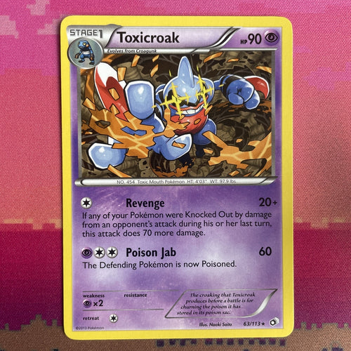 Pokemon Card Toxicroak Legendary Treasures Rare 63/113 NM