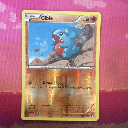 Pokemon Card Gible Breakpoint Reverse Holo 68/122 Near Mint