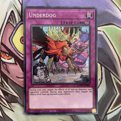 BLVO-EN092 Underdog Secret Rare 1st Edition NM Yugioh Card