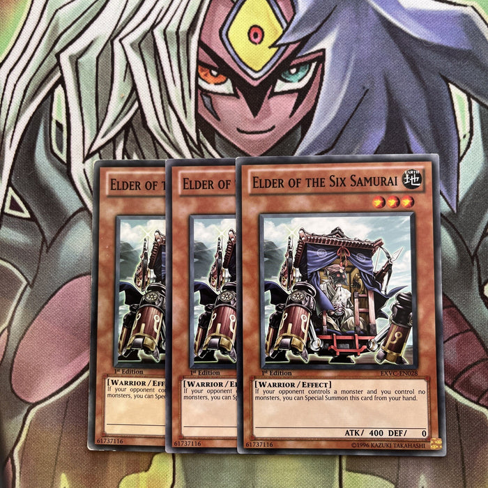 EXVC-EN028 x3 Elder of the Six Samurai Common Excellent Condition Yugioh