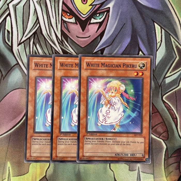 AST-033 x3 White Magician Pikeru Common Excellent Condition Yugioh