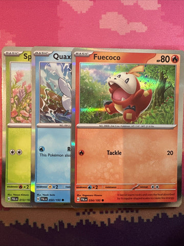 Pokemon Card Fuecoco, Quaxly, Sprigatito Paldea Evolved Holo Set /193 Near Mint