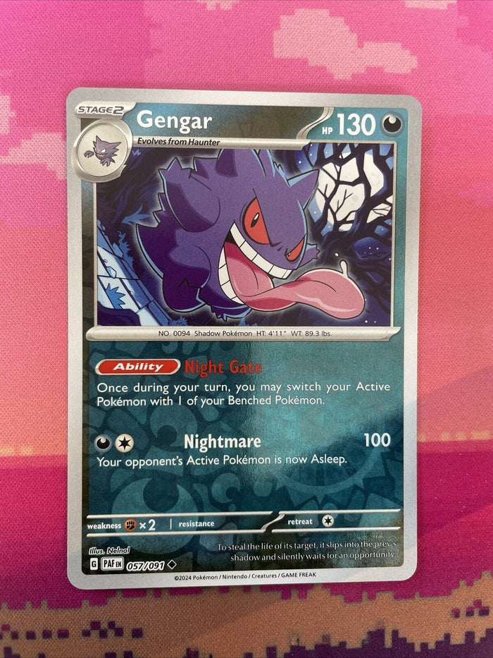 Pokemon Card Gengar Paldean Fates Reverse Holo Rare 057/091 Near Mint