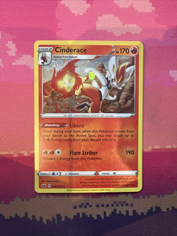 Pokemon Card Cinderace Sword & Shield Cosmo Holo Rare 034/202 NM