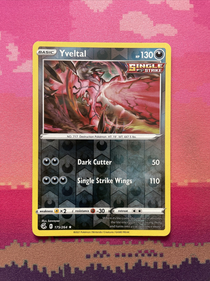 Pokemon Card Yveltal Fusion Strike Reverse Holo Rare 175/264 NM