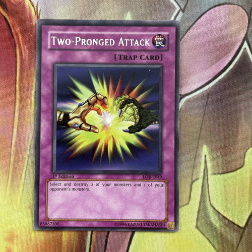 LOB-E049 Two-Pronged Attack Rare 1st Edition Excellent Yugioh