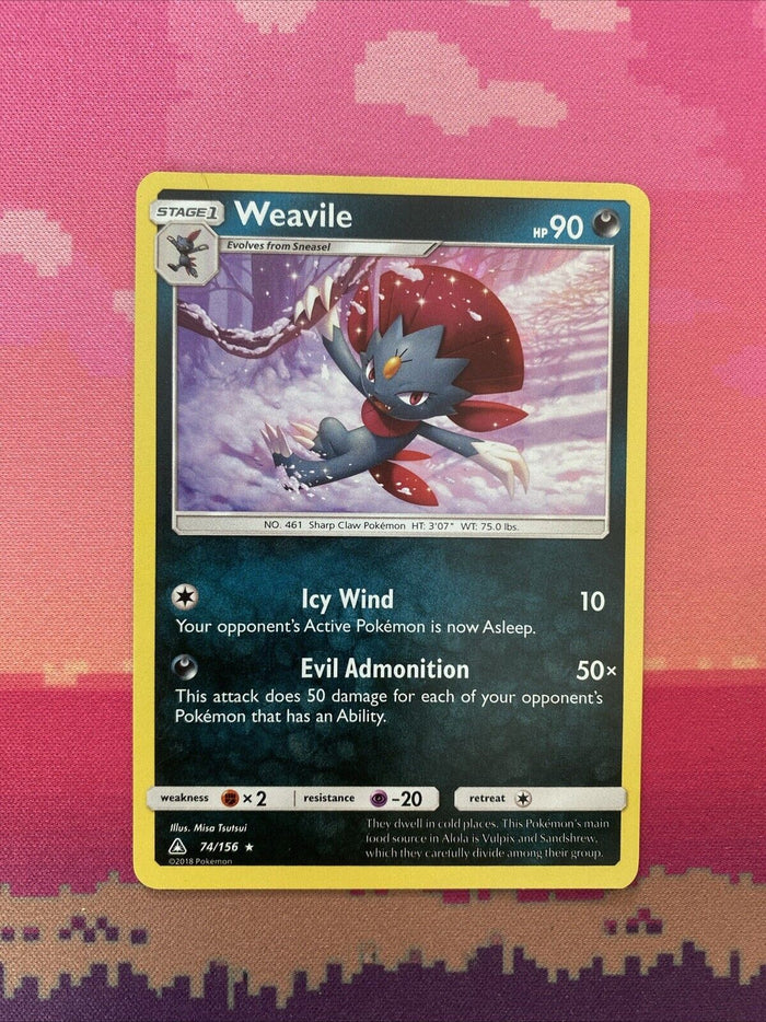 Pokemon Card Weavile Ultra Prism Holo Rare 74/156 NM