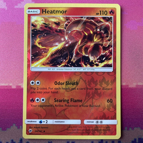 Pokemon Card Heatmor Burning Shadows Reverse Holo 24/147 NM