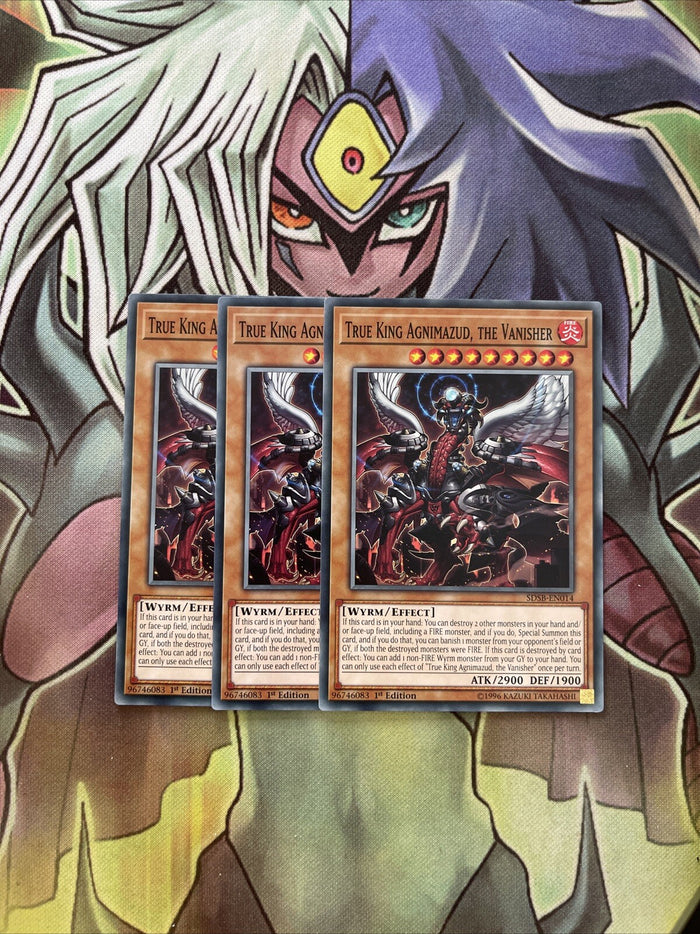 SDSB-EN014 x3 True King Agnimazud, the Vanisher Common Excellent Cond Yugioh