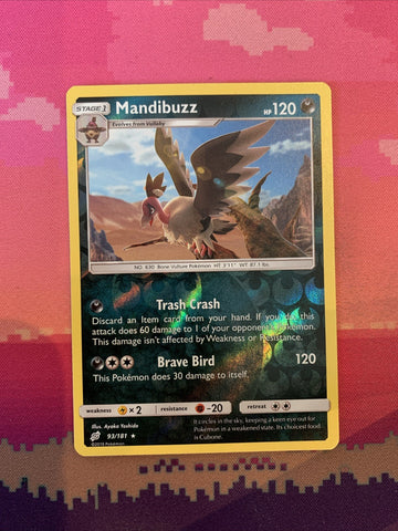 Pokemon Card Mandibuzz Team Up Reverse Holo Rare 93/181 Near Mint