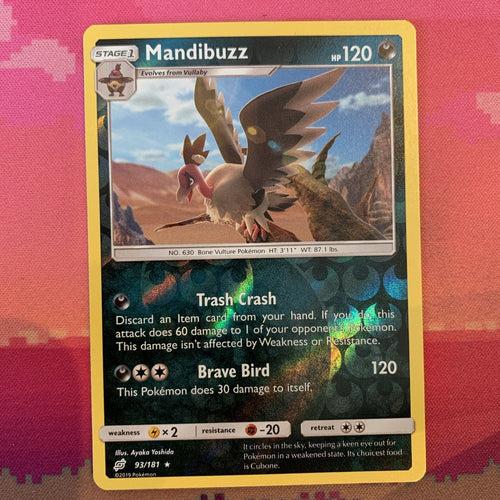 Pokemon Card Mandibuzz Team Up Reverse Holo Rare 93/181 Near Mint
