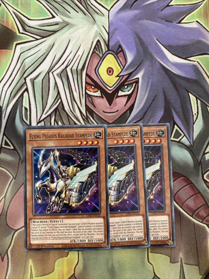 LDS2-EN122 x3 Flying Pegasus Railroad Stampede Common Excellent Condition Yugioh